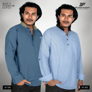 Double Premium Quality Katua- (Navy Blue & White Stripe) - EF133/136