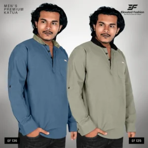 Double Premium Quality Katua- (Navy Blue & Deep Olive) - EF135/136