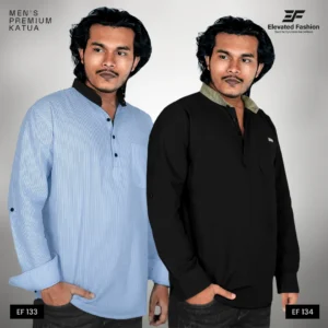 Double Premium Quality Katua- (White Stripe & Black) - EF133/134
