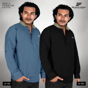 Double Premium Quality Katua- (Navy Blue & Black) - EF134/136