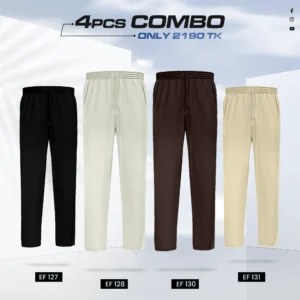Quad Cotton Trouser Combo - (Black, Cream, Coffee & Tan) - EF127/128/130/131