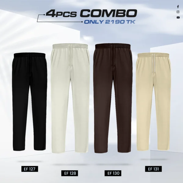 Quad Cotton Trouser Combo - (Black, Cream, Coffee & Tan) - EF127/128/130/131