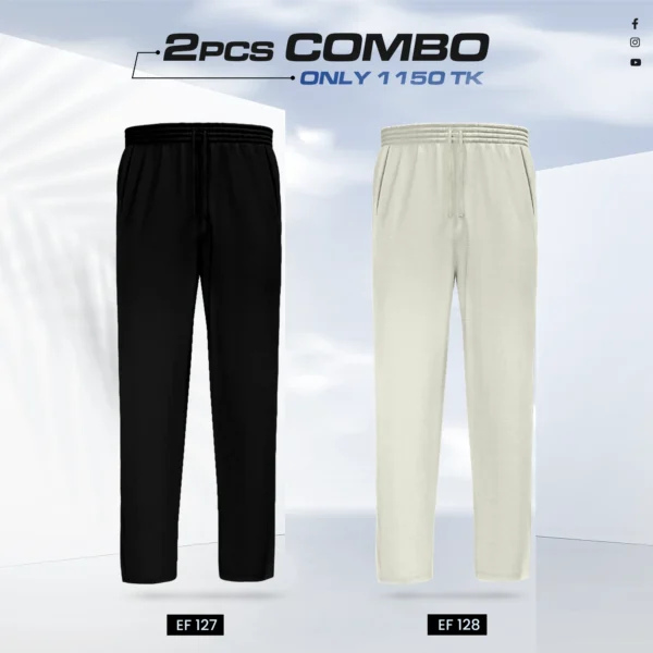 Double Cotton Trouser Combo - (Black & Cream) - EF127/128