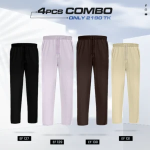 Quad Cotton Trouser Combo - (Black, Light Purple, Coffee & Tan) - EF127/129/130/131
