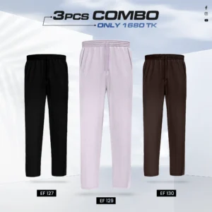 Triple Cotton Trouser Combo - (Black, Light Purple & Coffee) - EF127/129/130