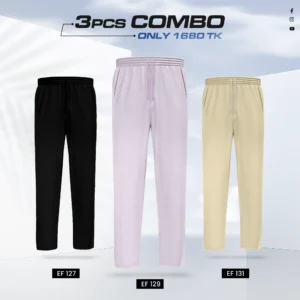 Triple Cotton Trouser Combo - (Black, Light Purple & Tan) - EF127/129/131