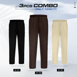 Triple Cotton Trouser Combo - (Black, Coffee & Tan) - EF127/130/131
