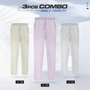 Triple Cotton Trouser Combo - (Cream, Light Purple & Ash) - EF128/129/132