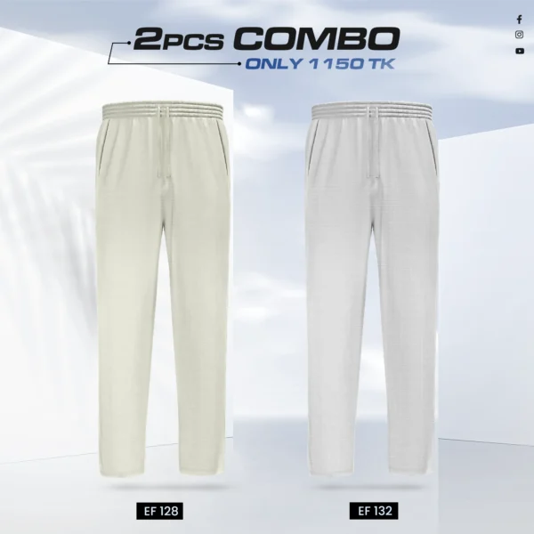 Double Cotton Trouser Combo - (Cream & Ash) - EF128/132