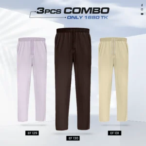 Triple Cotton Trouser Combo - (Light Purple, Coffee & Tan) - EF129/130/131