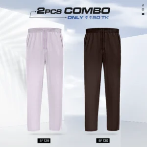 Double Cotton Trouser Combo - (Light Purple & Coffee) - EF129/130