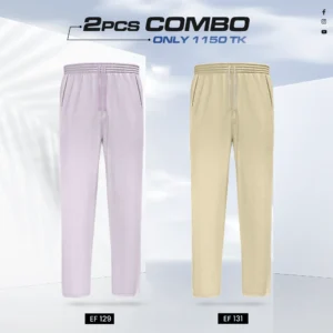 Double Cotton Trouser Combo - (Light Purple & Tan) - EF129/131