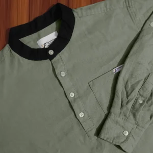 Double Premium Quality Katua- (White Stripe & Deep Olive) - EF133/135 - Image 3