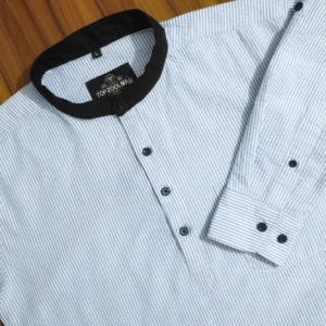 Double Premium Quality Katua- (White Stripe & Deep Olive) - EF133/135 - Image 2