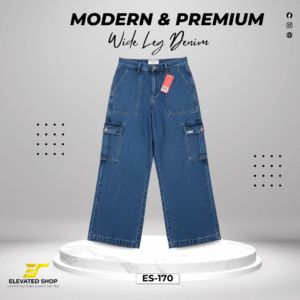 Double Wide Leg Denim - (Deep Blue) - ES-170