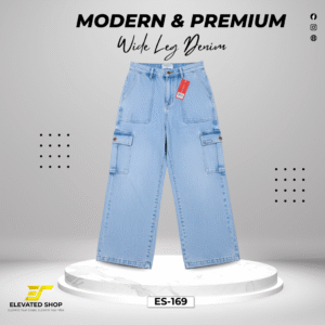 Double Wide Leg Denim - (Light Blue) - ES-169